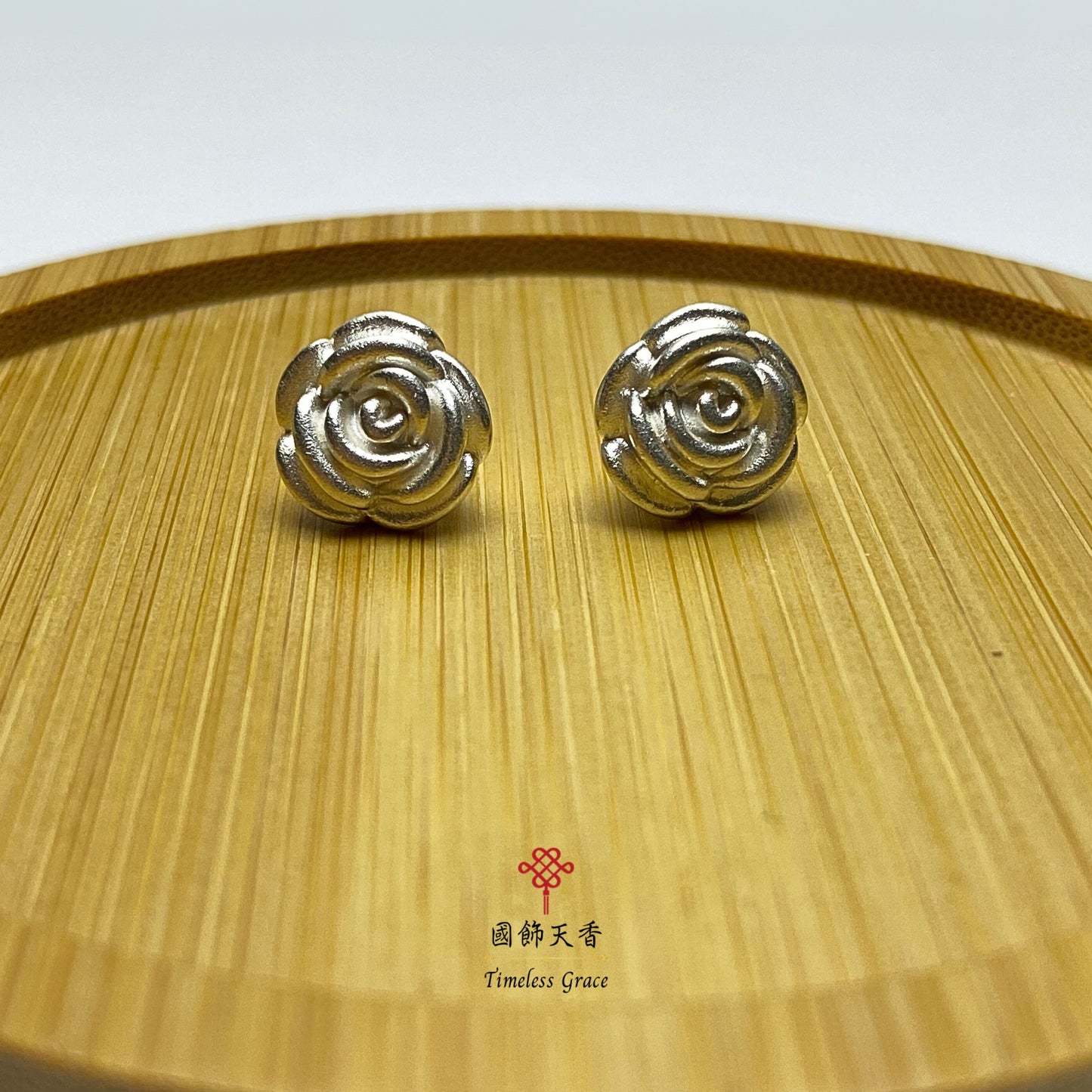 TimelessGrace silver rose earring