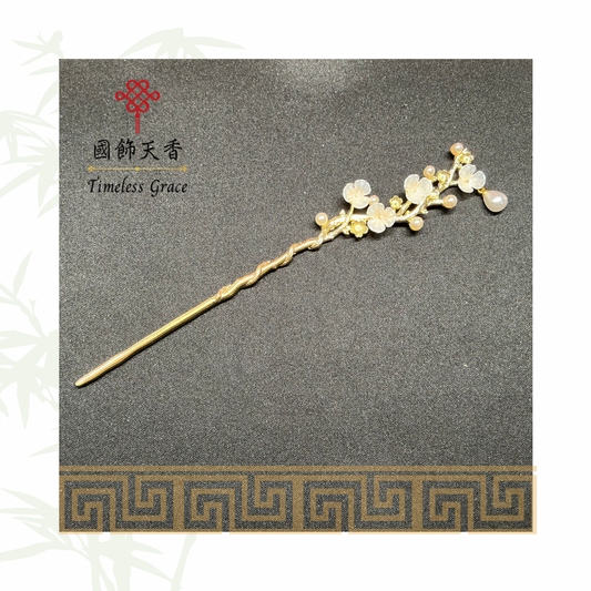 古風三瓣白花髮釵