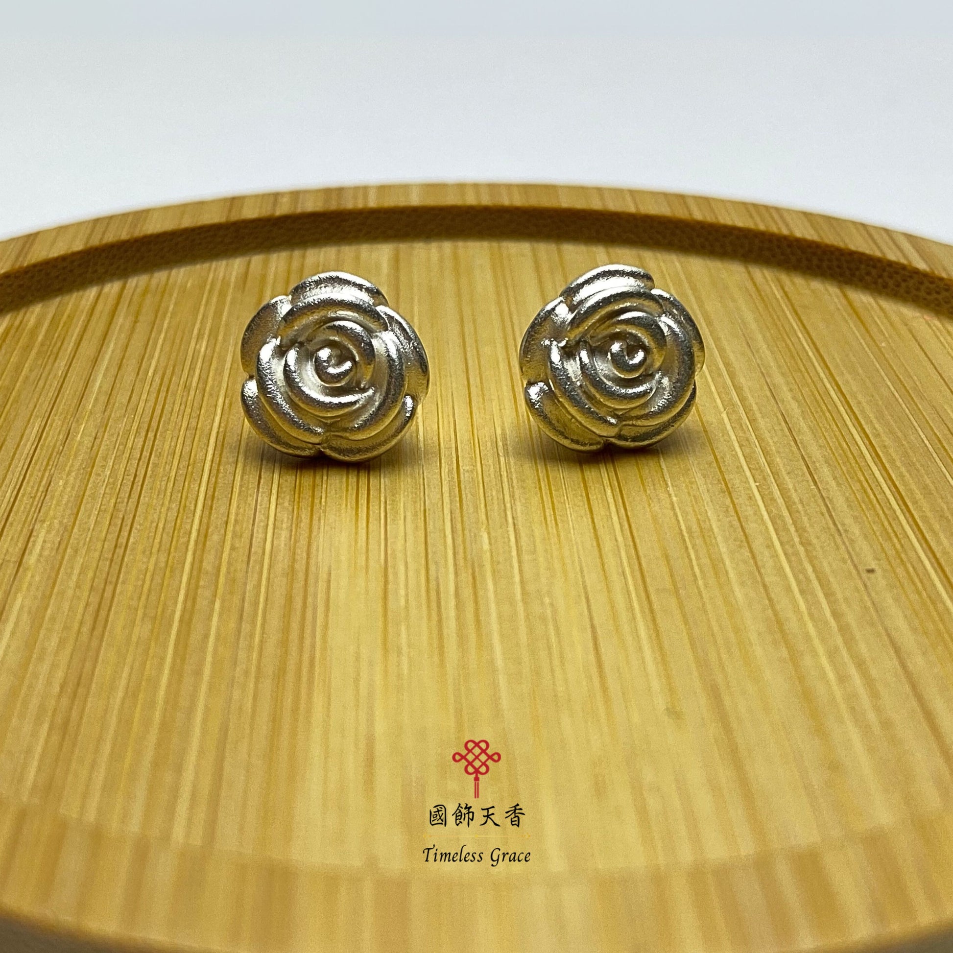 TimelessGrace silver rose earring