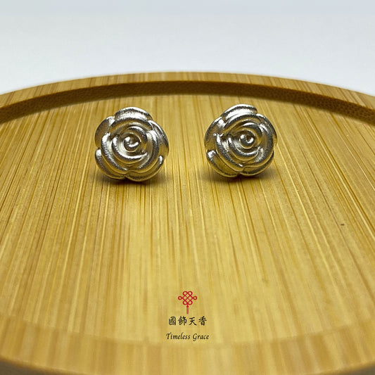 TimelessGrace silver rose earring